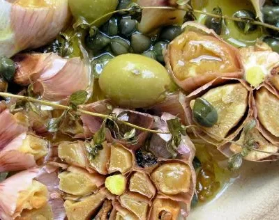 Garlic Olive Oil Plate With Capers