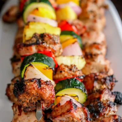 Garlic Pepper Pork Skewers