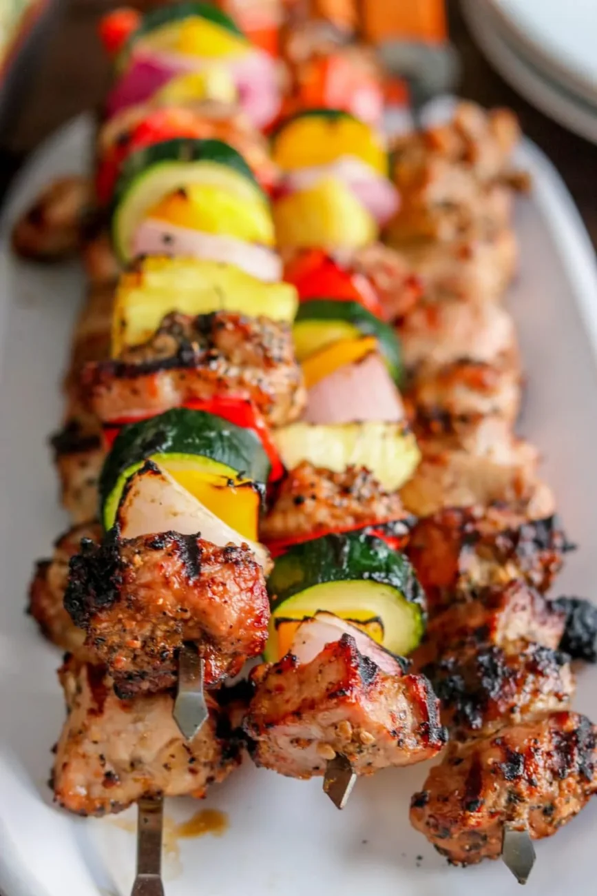 Garlic Pepper Pork Skewers