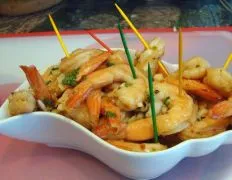 Garlic Prawn Appetizer On Baguette Toasts