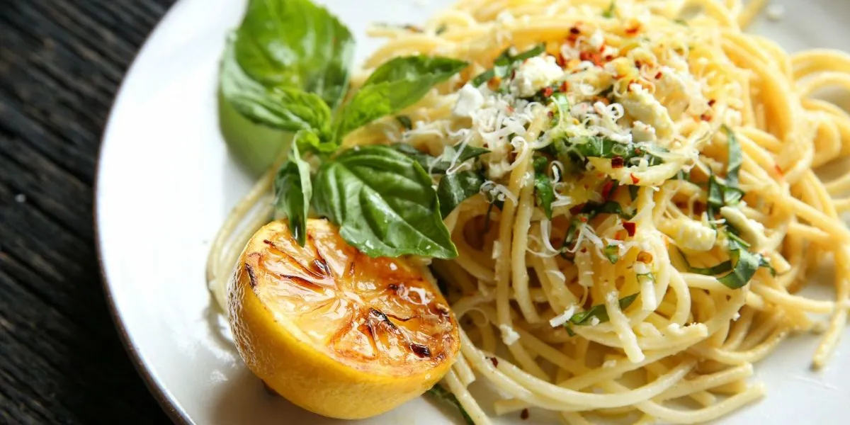 Garlic Shrimp, Lemon And Feta Spaghetti