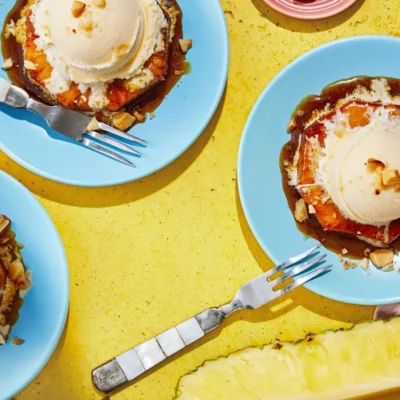 Glazed Pineapple With Cinnamon Creme Fraiche