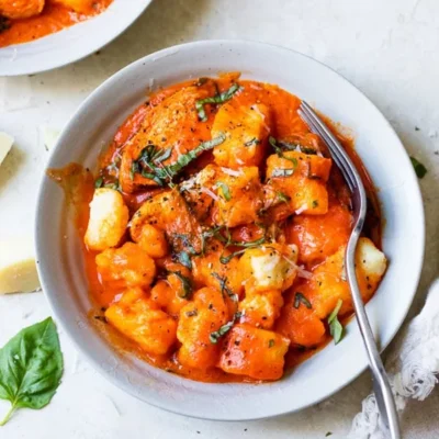 Gnocchi With Grilled Chicken In Roasted Red Pepper Sauce