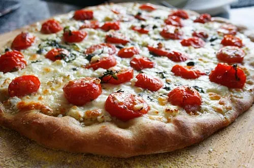 Goat Cheese, Tomato, And Basil Pizza