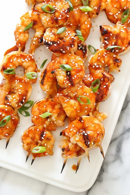 Gochujang-Honey Glazed Shrimp Skewers