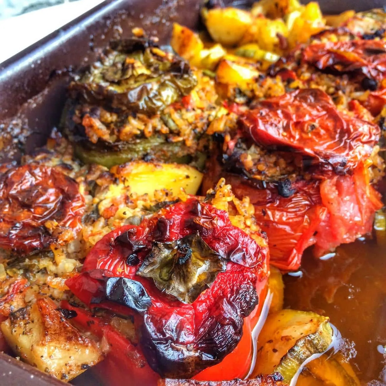 Greek Stuffed Tomatoes And Peppers