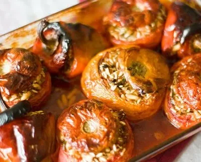 Greek-Style Stuffed Tomatoes And Peppers Recipe (Yemista)