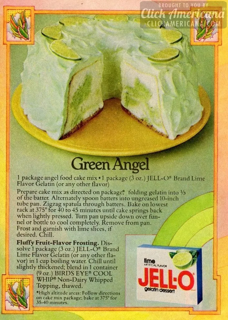 Green Angel Cake With Fluffy Fruit Flavor Frosting