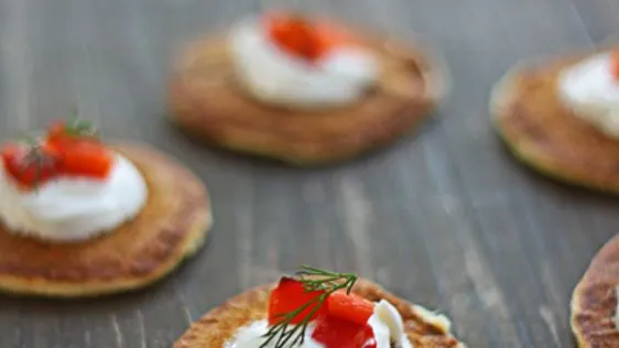 Green Onion Blinis With Red Pepper Relish