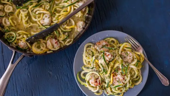 Green & Yellow Squash Linguini W/ Shrimp Scampi