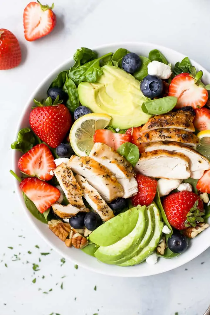 Grilled Chicken Salad With Strawberries And Spinach