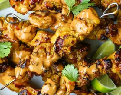 Grilled Chicken Satays With Peanut Sauce