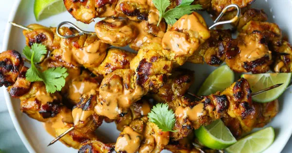 Grilled Chicken Satays With Peanut Sauce