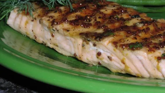 Grilled Creole Mustard-Ginger Glazed Salmon