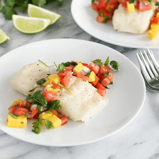 Grilled Halibut And Fresh Mango Salsa