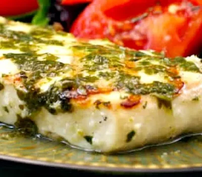 Grilled Halibut With Cilantro Garlic Butter