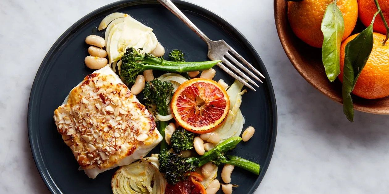 Grilled Halibut With Fennel, Orange, Red