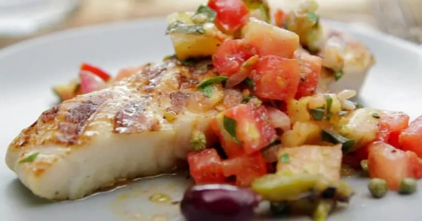 Grilled Halibut With Grapefruit Oregano Relish