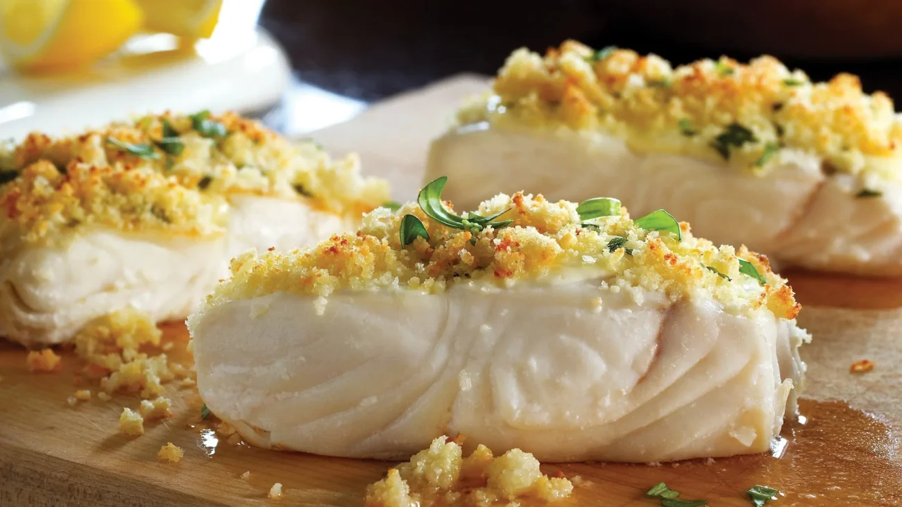 Grilled Halibut With Lemon Herb Crust