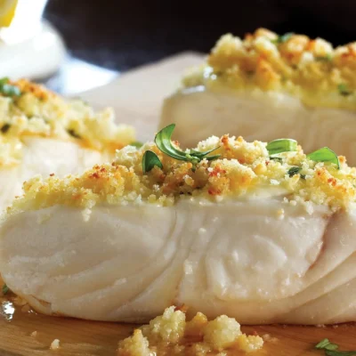 Grilled Halibut With Lemon Herb Crust