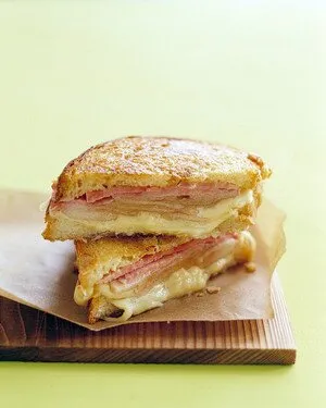 Grilled Ham And Cheese Sandwich With Fresh Pears