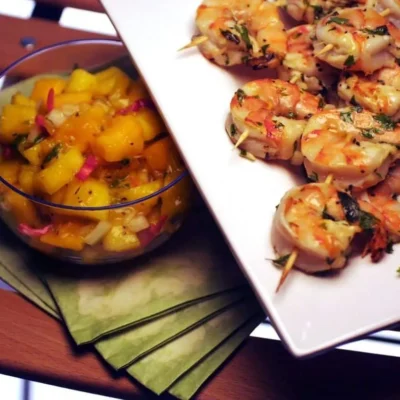 Grilled Herb Shrimp And Mango Salsa