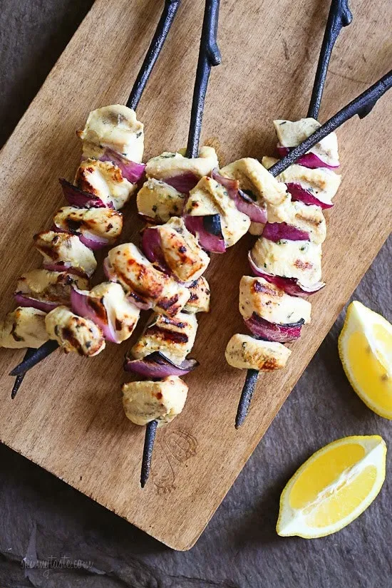 Grilled Lemon Dijon Chicken Skewers