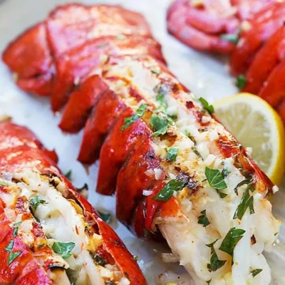 Grilled Lobster Tails With Herb Garlic Butter