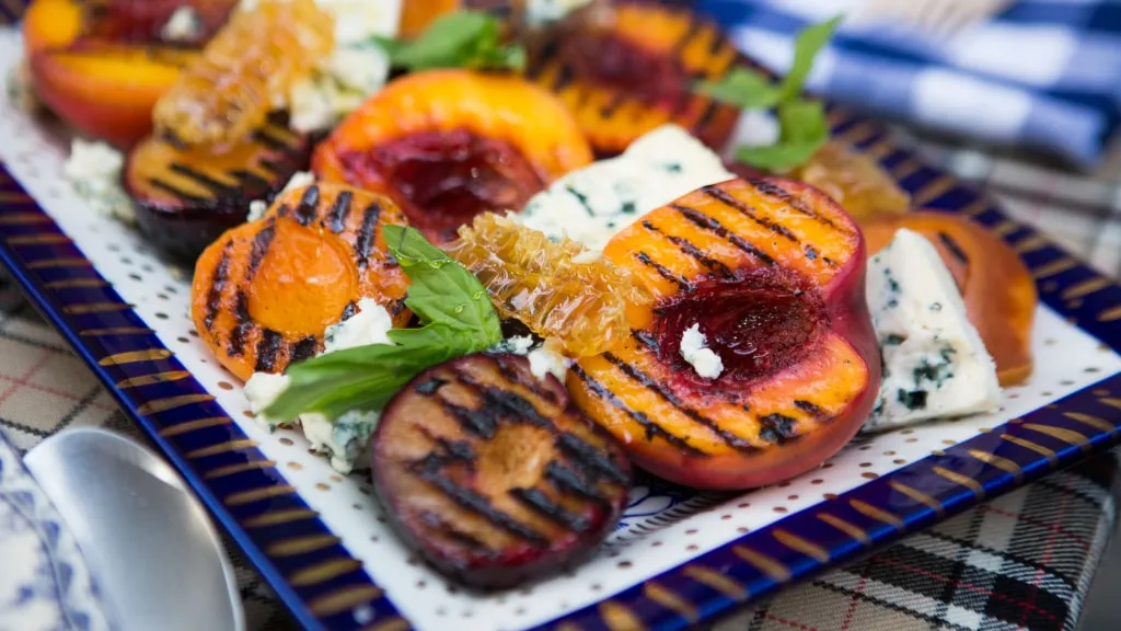 Grilled Nectarines With Bleu Cheese