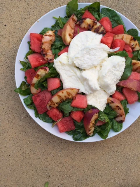 Grilled Peach And Watermelon Burrata Salad