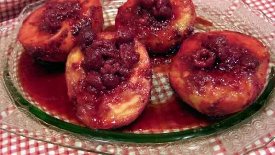 Grilled Peaches With Raspberries