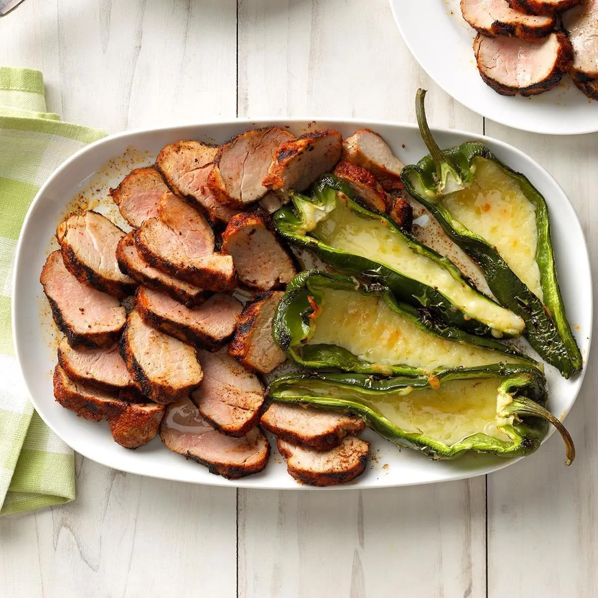 Grilled Pork And Poblano Peppers