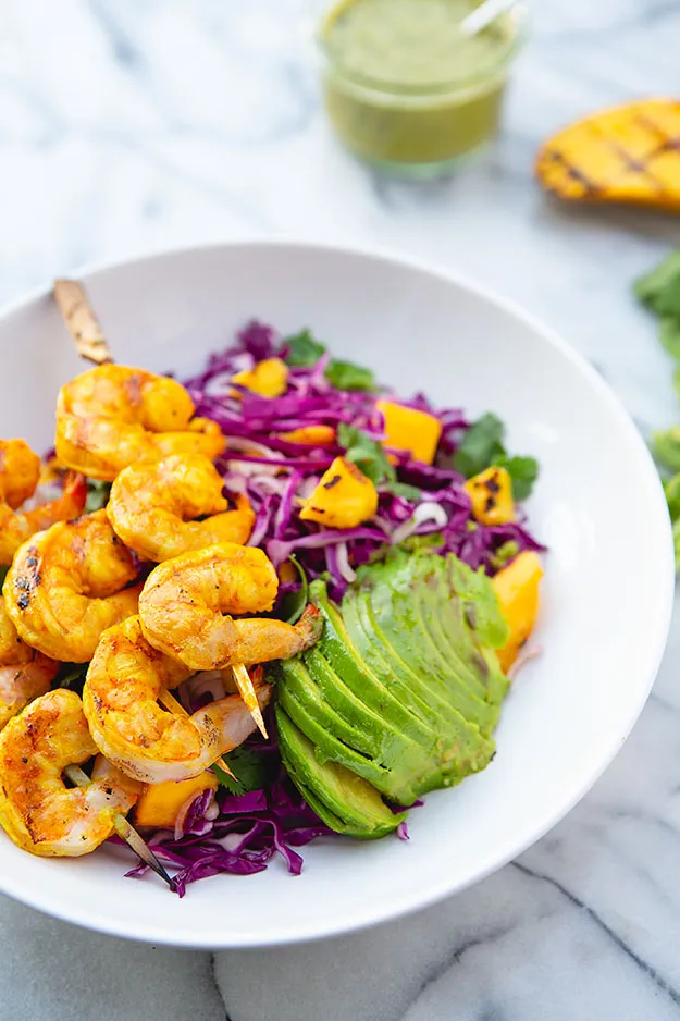 Grilled Prawns With Cilantro And Ginger Sauce