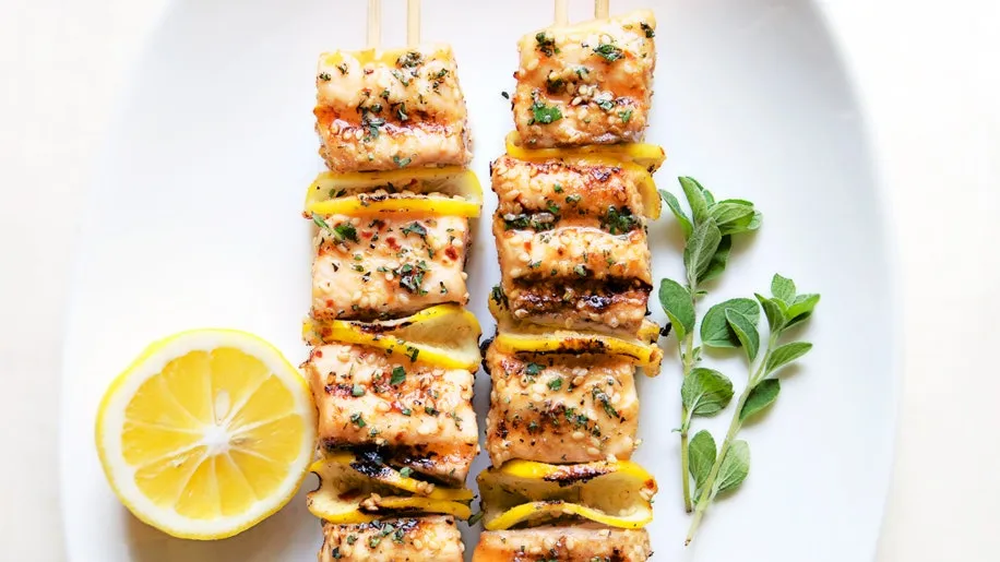 Grilled Salmon Kebabs