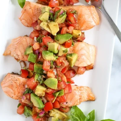 Grilled Salmon With Avocado Bruschetta