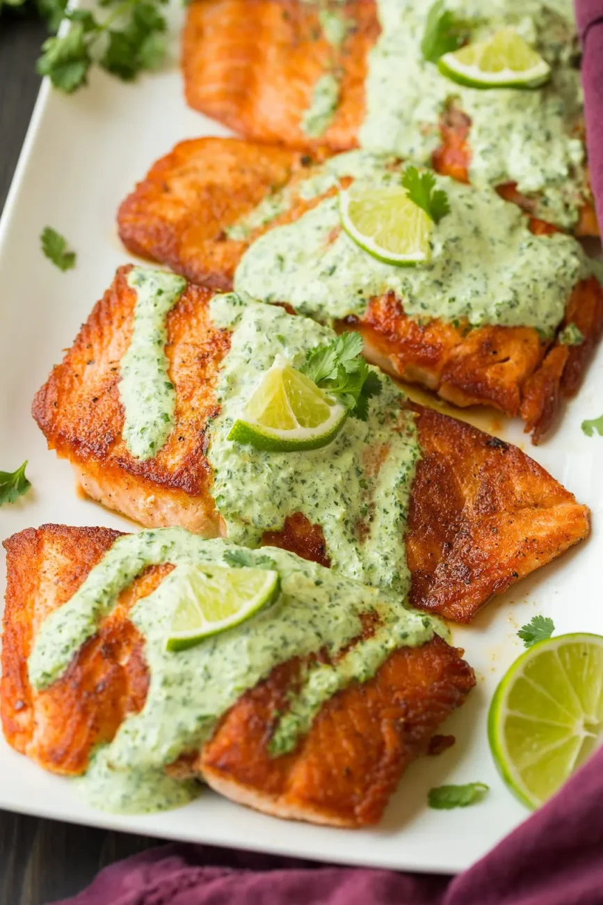 Grilled Salmon With Creamy Lime Dressing