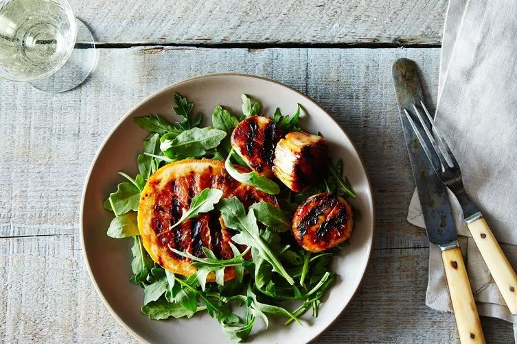 Grilled Scallop And Orange Kebabs With Honey-Ginger Glaze