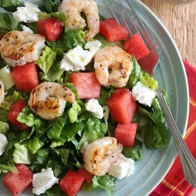 Grilled Shrimp And Watermelon Chopped Salad