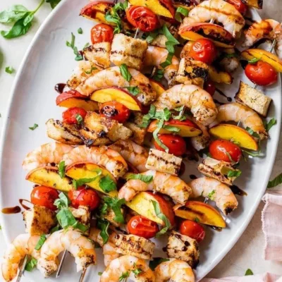 Grilled Shrimp Skewers With Fresh Tomato-Basil Sauce