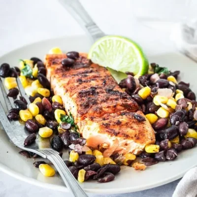 Grilled Spice-Rubbed Salmon With Black Bean And Corn Salsa