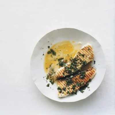 Grilled Steak And Halibut With Vibrant Chimichurri Sauce