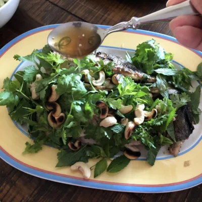 Grilled Trout With Cashew And Garlic Butter