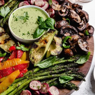 Grilled Vegetable Platter With Yogurt Mint Sauce