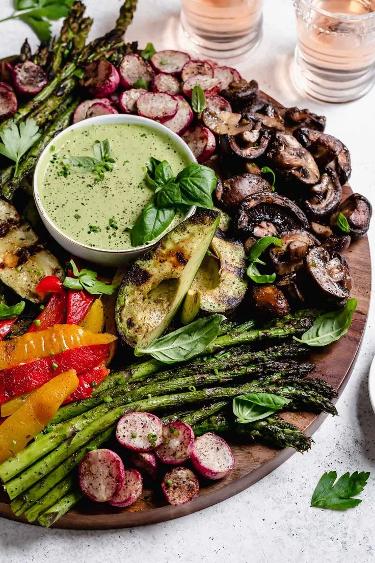 Grilled Vegetable Platter With Yogurt Mint Sauce