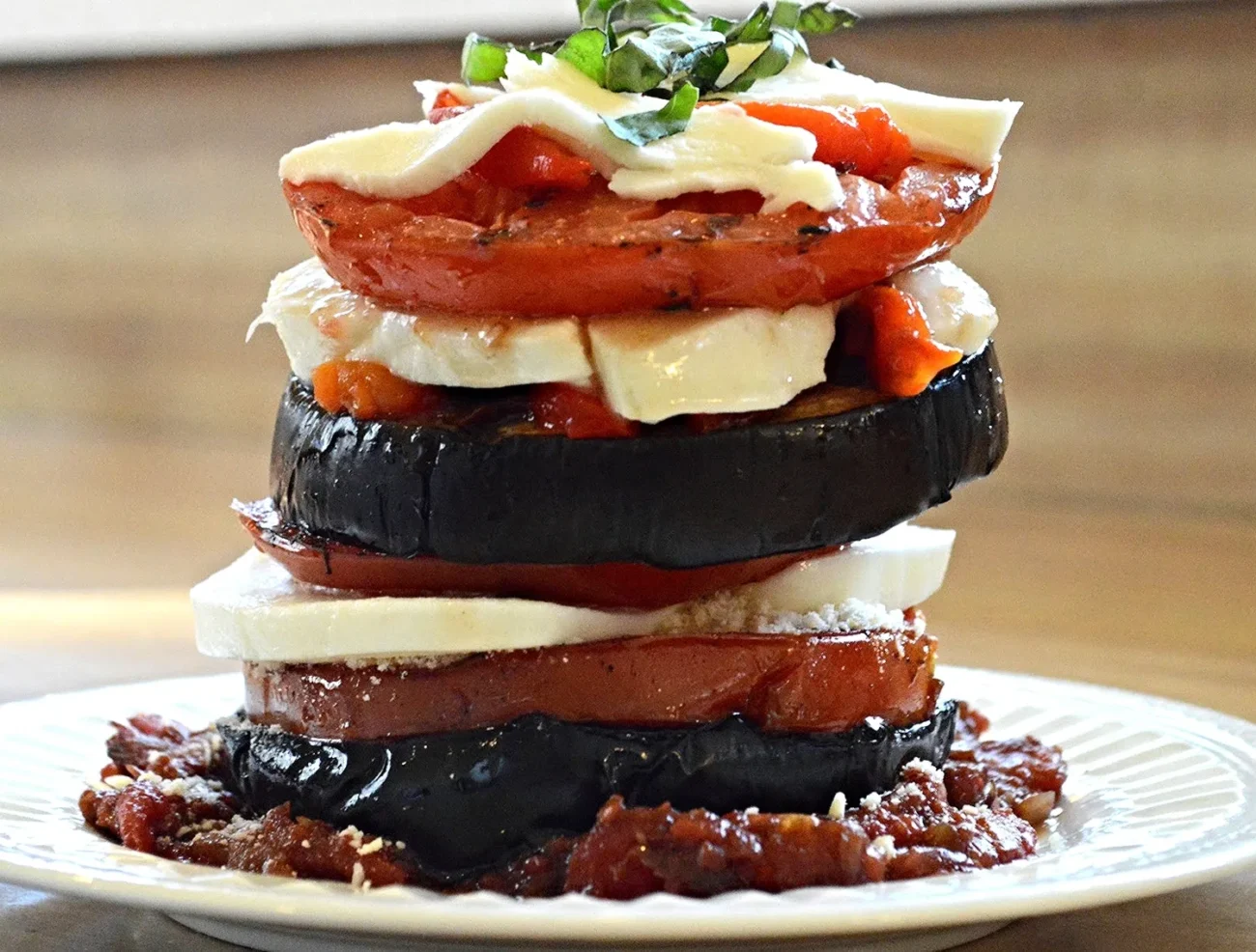 Grilled Vegetable Towers With Mozzarella