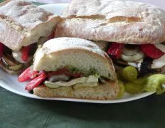 Grilled Veggies On Toasted Ciabatta Bread