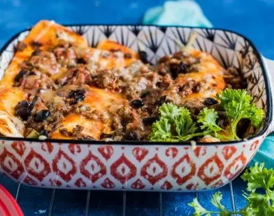 Ground Beef And Texas Bean Enchiladas