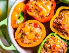 Ground Beef Stuffed Green Bell Peppers With