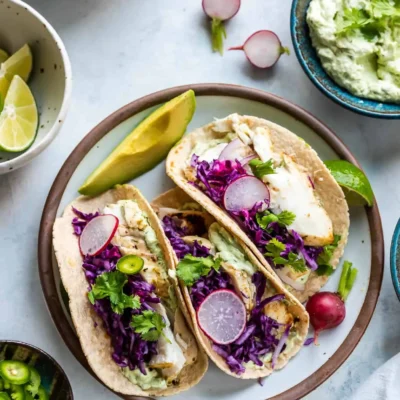 Halibut Fish Tacos With Guacamole