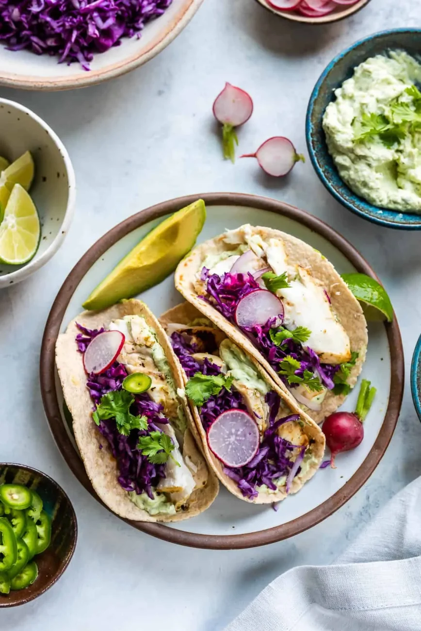 Halibut Fish Tacos With Guacamole